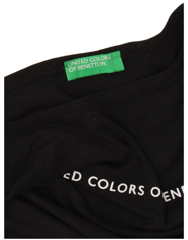 BENETTON Γυναικείο Γραφικό Τοπ 3/4 Μανίκι UK 8 Small Black