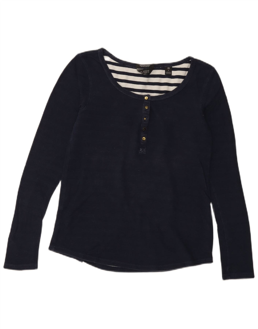 SCOTCH & SODA Γυναικεία μπλούζα μακρυμάνικη UK 10 Small Navy Blue Cotton