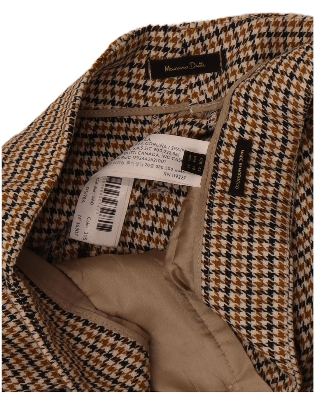 Massimo Dutti Γυναικείο παντελόνι Chino EU 42 Large W32 L32 Brown Houndstooth