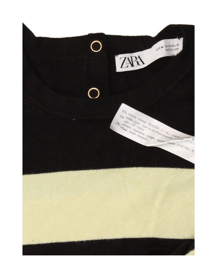 Zara Γυναικείο πουλόβερ με λαιμόκοψη UK 12 Medium Black Colourblock