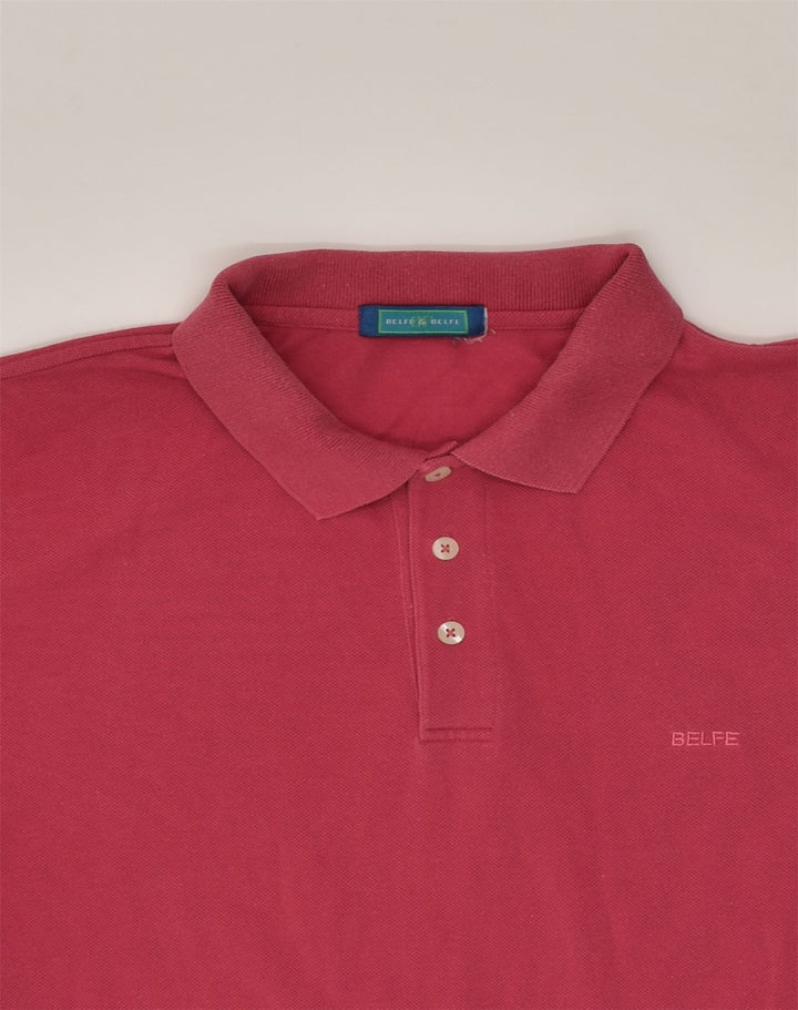 BELFE Mens Polo Shirt Medium Red Cotton | Vintage Belfe | Thrift | Second-Hand Belfe | Used Clothing | Messina Hembry 