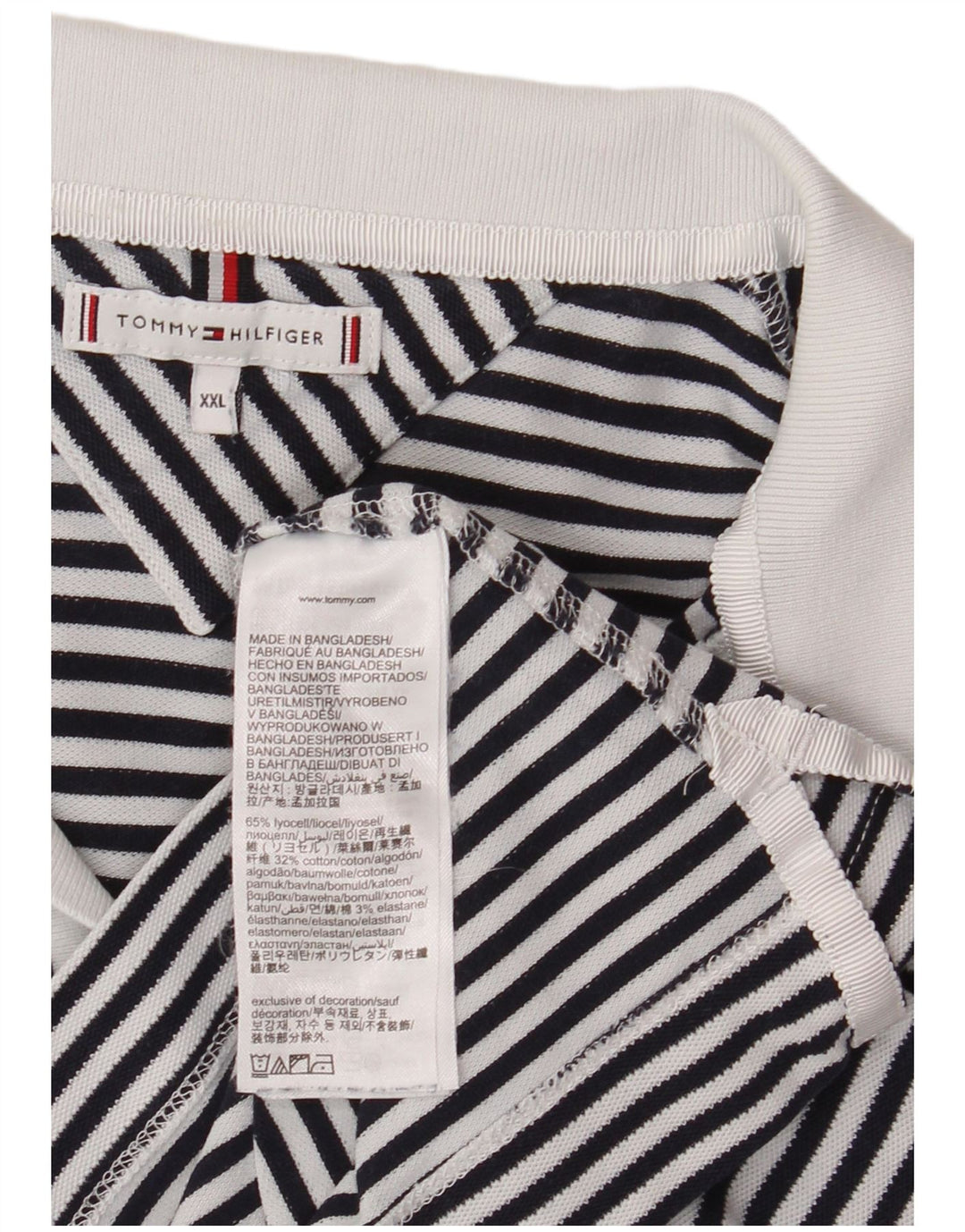 Γυναικείο μπλουζάκι πόλο TOMMY HILFIGER UK 20 2XL Navy Blue ριγέ Ναυτικό