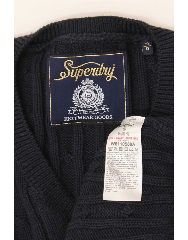 Superdry γυναικείο πουλόβερ μεγάλου μεγέθους V-λαιμόκοψη UK 10 Small Navy Blue