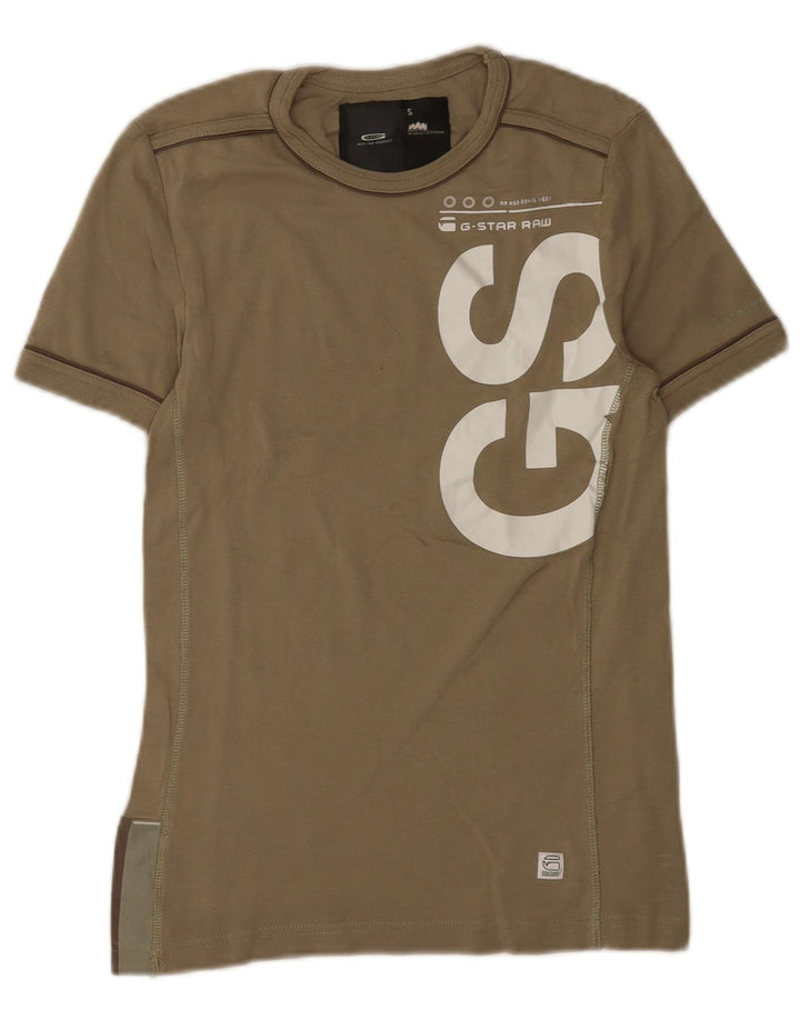G-Star Ανδρικό γραφικό T-Shirt Top Μικρό Χακί Βαμβακερό