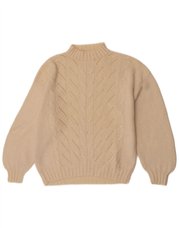 Vintage γυναικείο πουλόβερ με λαιμό χελώνα UK 14 Medium Off White