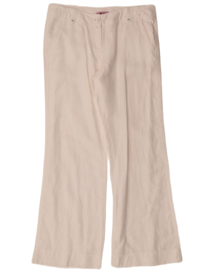 Γυναικείο MONSOON Bootcut παντελόνι Chino UK 12 Medium W32 L31 Λευκό Λινά