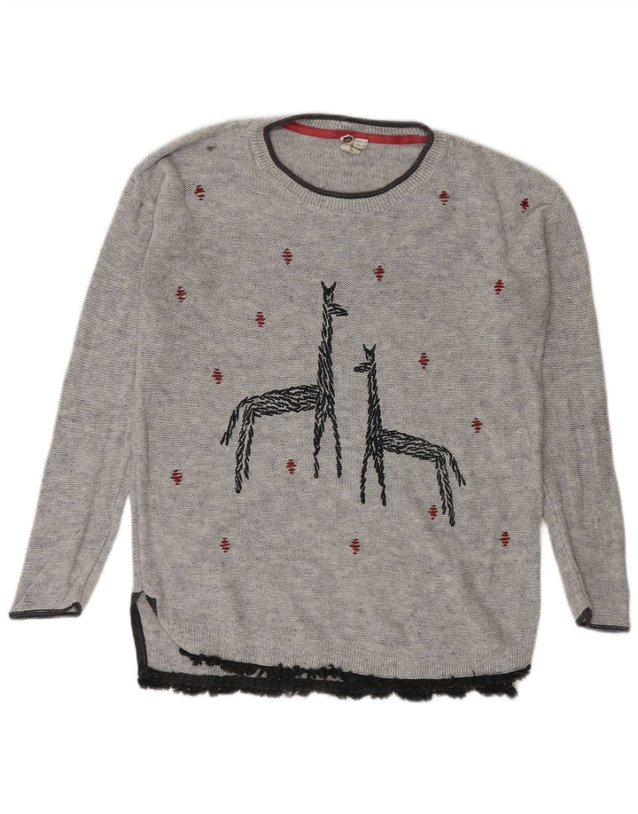 White Stuff Γυναικείο πουλόβερ Longline Boat Neck Jumper UK 10 Small Grey