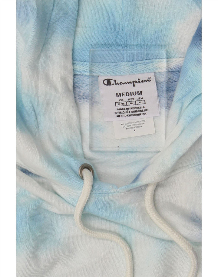 Champion Mens Hoodie Jumper Medium Blue Tie Dye Cotton