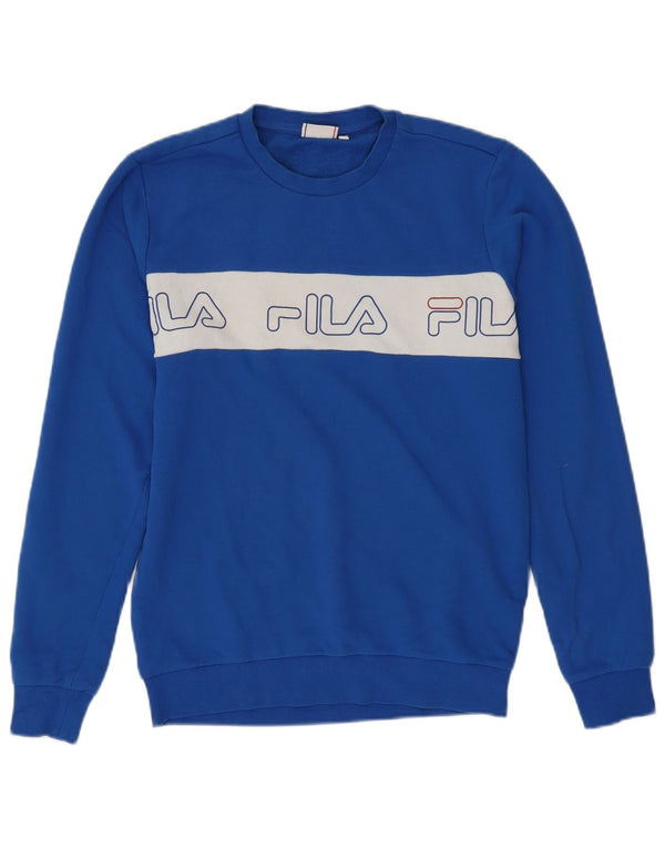 Ανδρικό γραφικό φούτερ FILA Jumper Medium Blue Colorblock Βαμβακερό