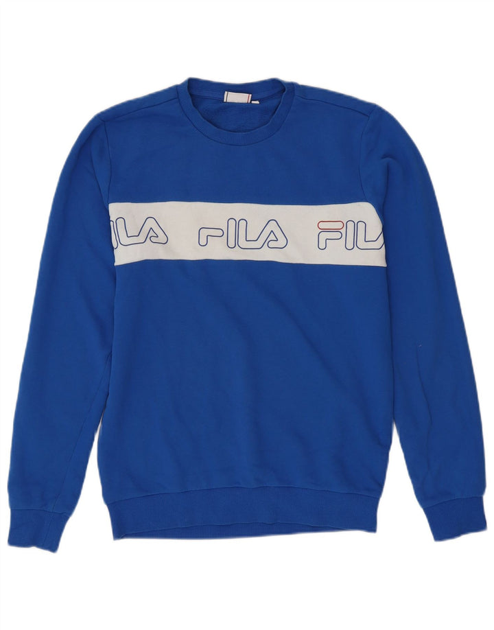 Ανδρικό γραφικό φούτερ FILA Jumper Medium Blue Colorblock Βαμβακερό