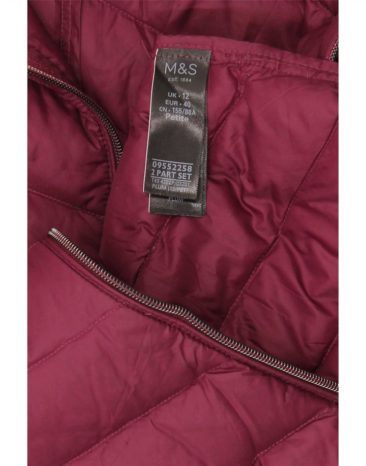 Marks & Spencer Γυναικείο παλτό με κουκούλα με επένδυση UK 12 μεσαίο μπορντό πολυαμίδιο