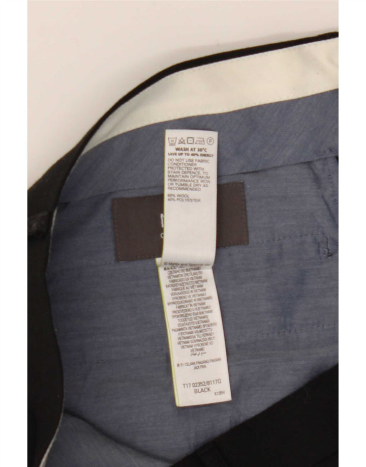 Ανδρικό κανονικό καθημερινό παντελόνι Marks & Spencer W36 L31 Μαύρο μάλλινο