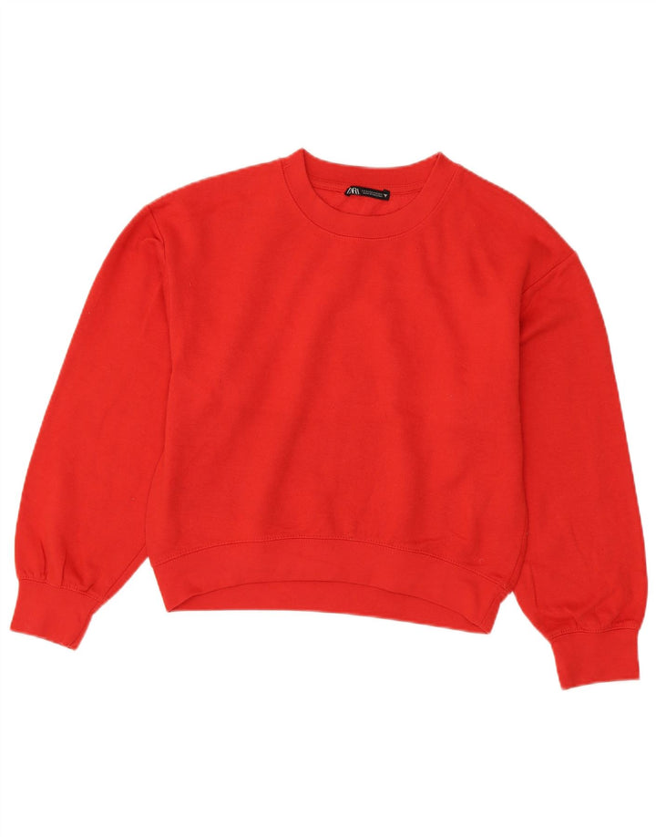 Zara Γυναικεία φούτερ Crop Jumper UK 14 Medium Red Polyester