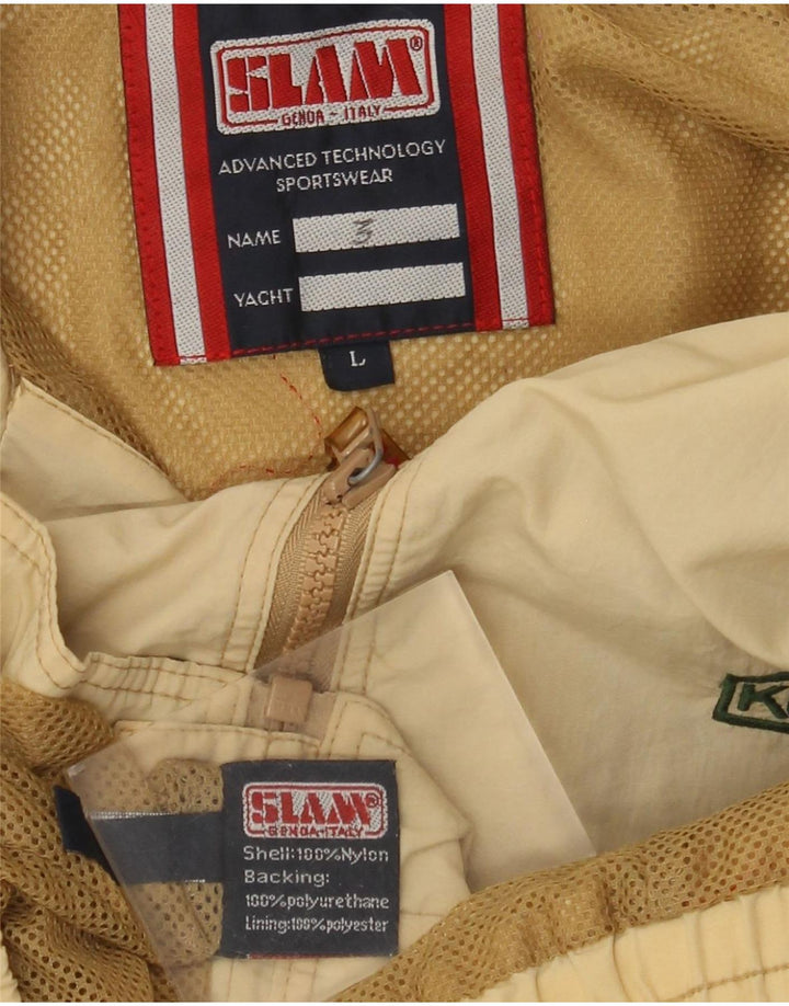 Slam Mens Bomber Jacket UK 40 Large Beige Nylon