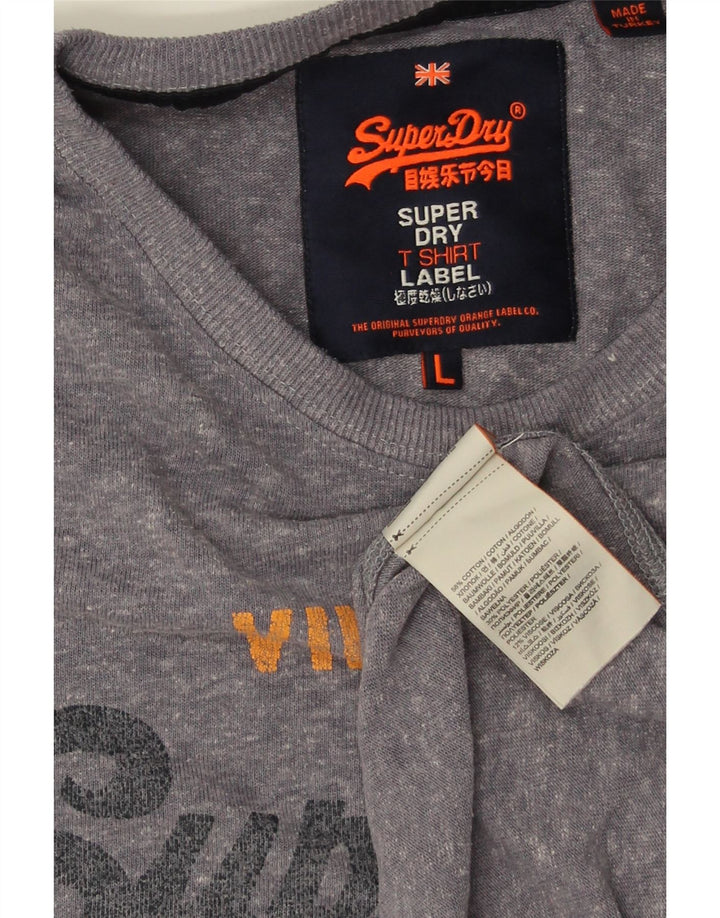 Ανδρικό γραφικό μπλουζάκι SUPERDRY Top μεγάλο γκρι βαμβακερό