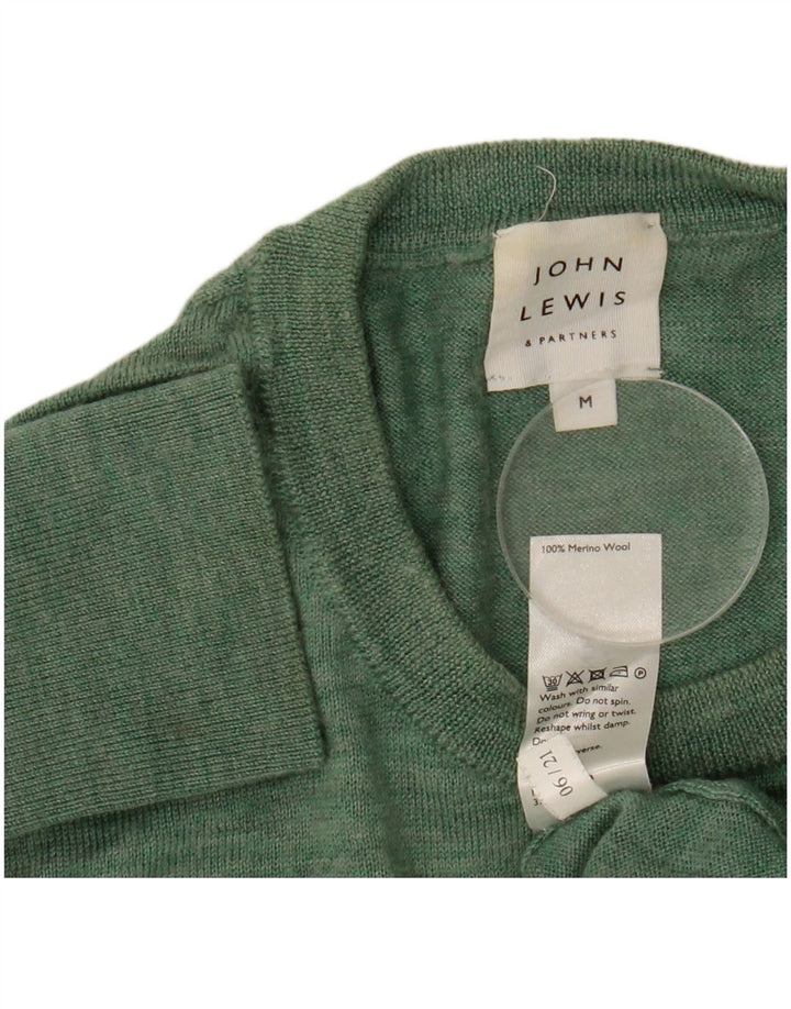 Ανδρικό πουλόβερ με λαιμόκοψη John Lewis, μεσαίο πράσινο μαλλί μερινό