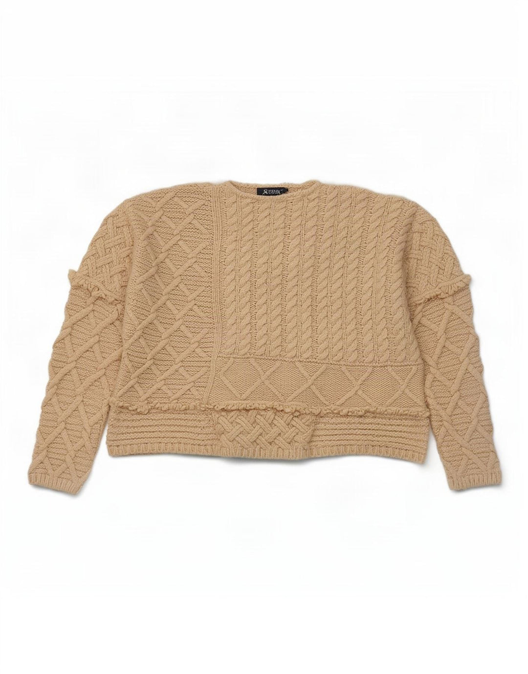 Zara Γυναικείο πουλόβερ με λαιμόκοψη μεγάλου μεγέθους Crew UK 14 Medium Beige