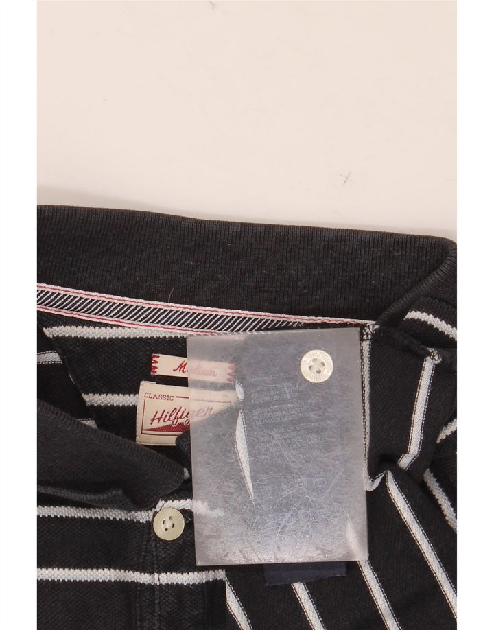 TOMMY HILFIGER Ανδρικό πουκάμισο πόλο μεσαίο μαύρο βαμβακερό ριγέ