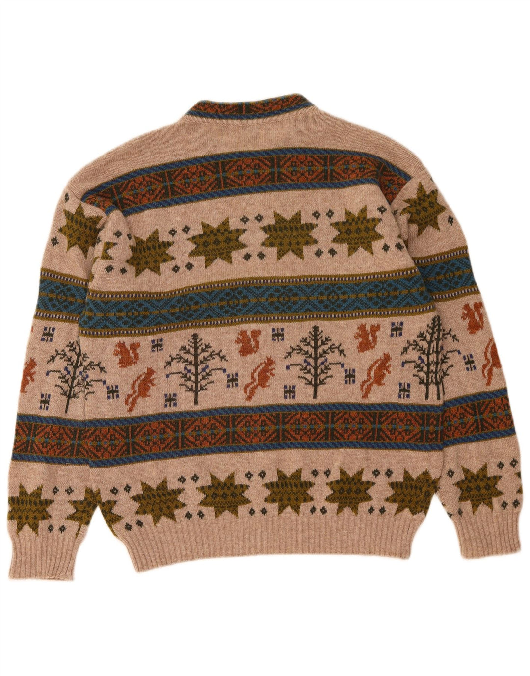 Ανδρικό πουλόβερ Benetton Crew Neck Jumper Medium Beige Fair Isle Wool