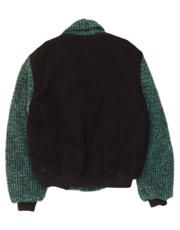 Vintage Ανδρικό πλεκτό Bomber Jacket UK 38 Medium Green Colourblock