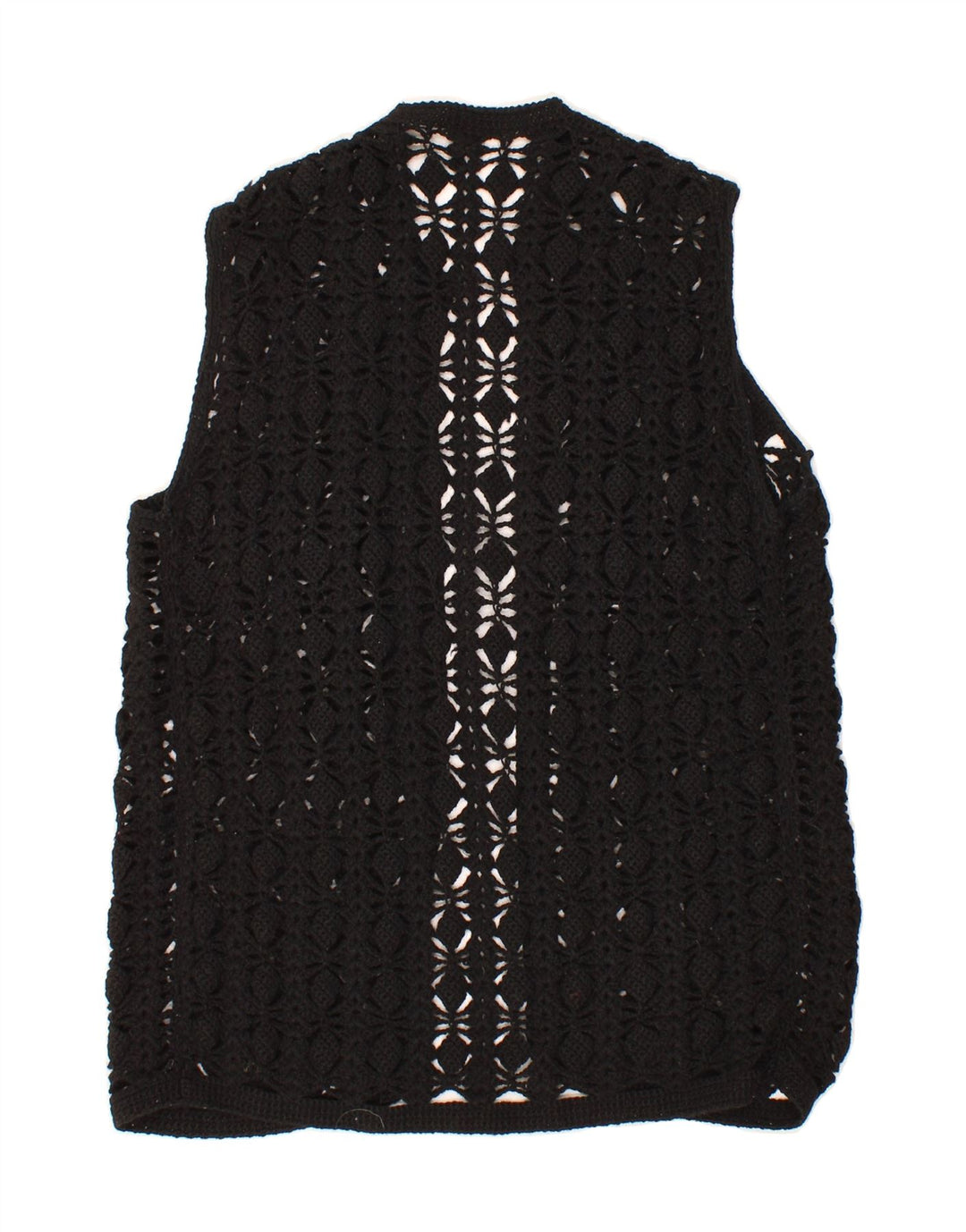 VINTAGE Womens Sleeveless Cardigan Sweater UK 12 Medium Black Vintage Vintage and Second-Hand Vintage from Messina Hembry 