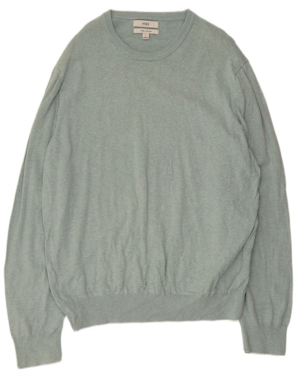 Ανδρικό πουλόβερ Marks & Spencer Boat Neck Jumper XL Πράσινο βαμβακερό