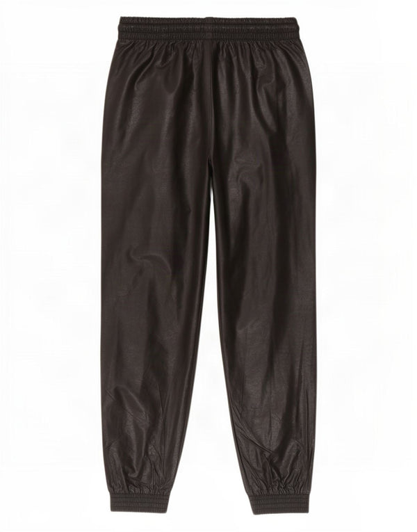 Zara Γυναικείο Joggers Παντελόνι από Faux Leather Medium W28 L26 Μαύρο Πολυουρεθάνη