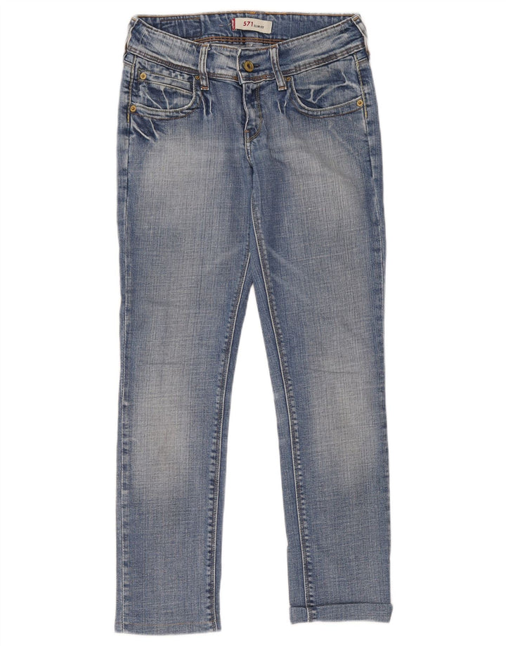 Levi's Womens 571 Slim Jeans W27 L34 Blue Cotton