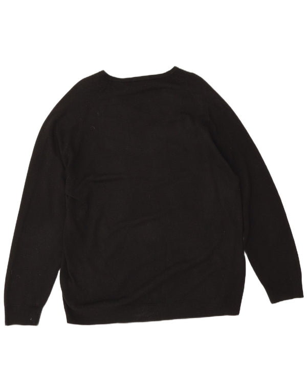Marks & Spencer Mens V-Neck Jumper Sweater XL Black Acrylic