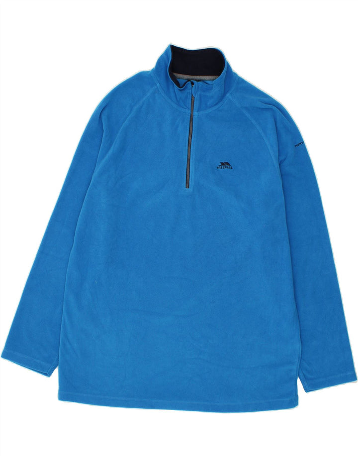 TRESPASS Mens Zip Neck Fleece Jumper 2XL Blue Polyester Vintage Trespass and Second-Hand Trespass from Messina Hembry 