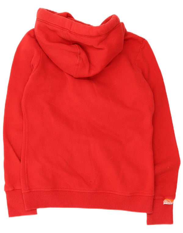 Superdry Γυναικείο πουλόβερ με κουκούλα με φερμουάρ UK 10 Small κόκκινο βαμβακερό