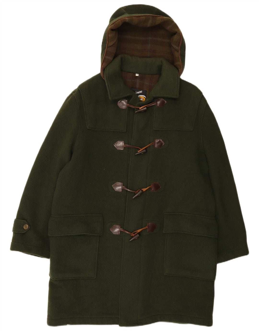 Vintage Ανδρικό παλτό Duffle με κουκούλα IT 50 Large Green Wool