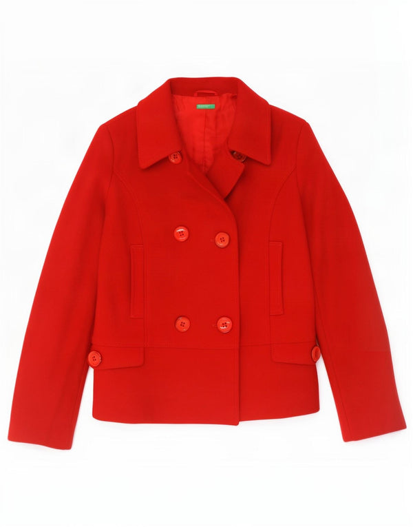 Benetton Girls Pea παλτό 11-12 ετών 2XL κόκκινο μαλλί