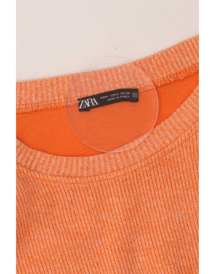 Zara Γυναικείο Crop Top Μακρυμάνικο UK 14 Medium Orange