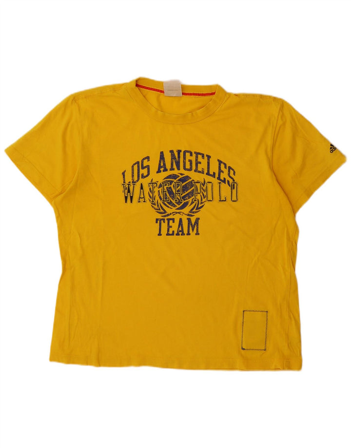 Ανδρικό γραφικό T-Shirt ADIDAS Top μεγάλο κίτρινο βαμβακερό