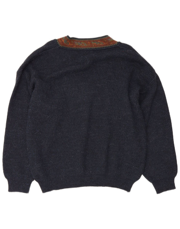 Noba 1950 Ανδρικό πουλόβερ με λαιμόκοψη IT 48 Small Navy Blue Fair Isle