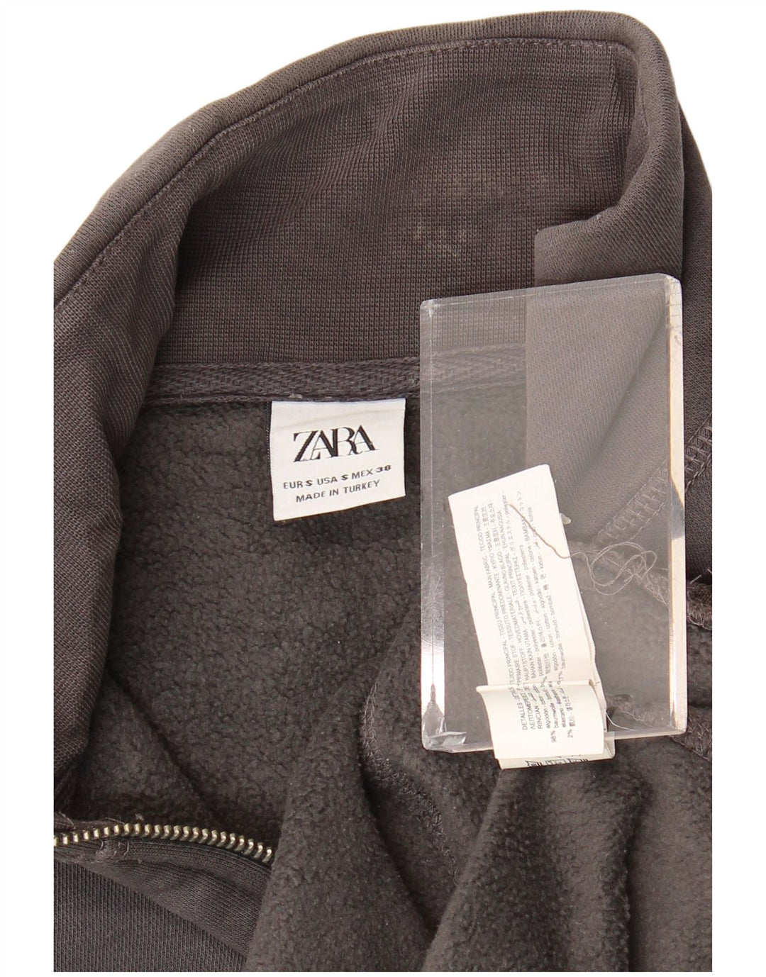 Ανδρικό φούτερ Zara με φερμουάρ και φερμουάρ από μικρό γκρι πολυεστέρα