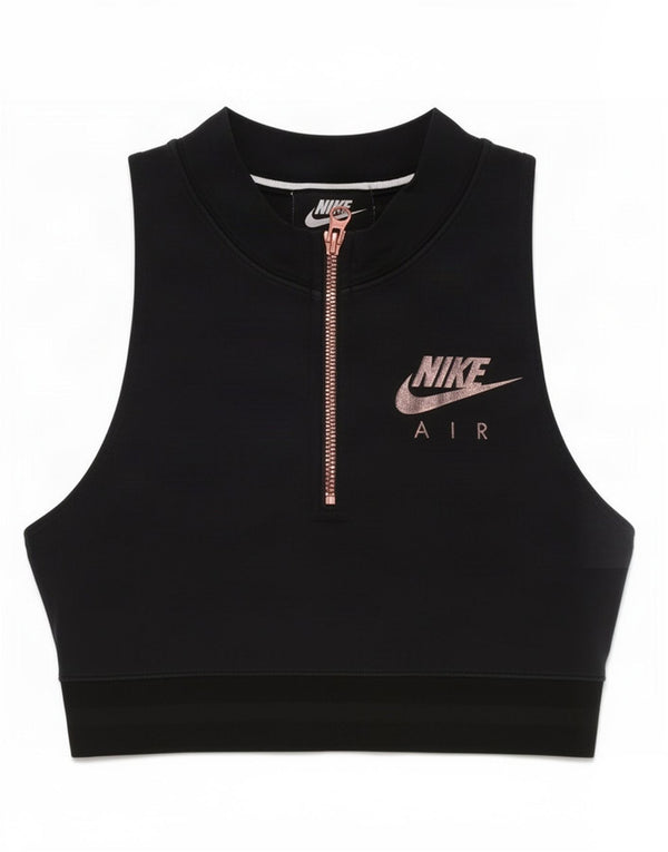 Γυναικείο γιλέκο Nike Crop με φερμουάρ γραφικό τοπ UK 6 XS μαύρο βαμβακερό