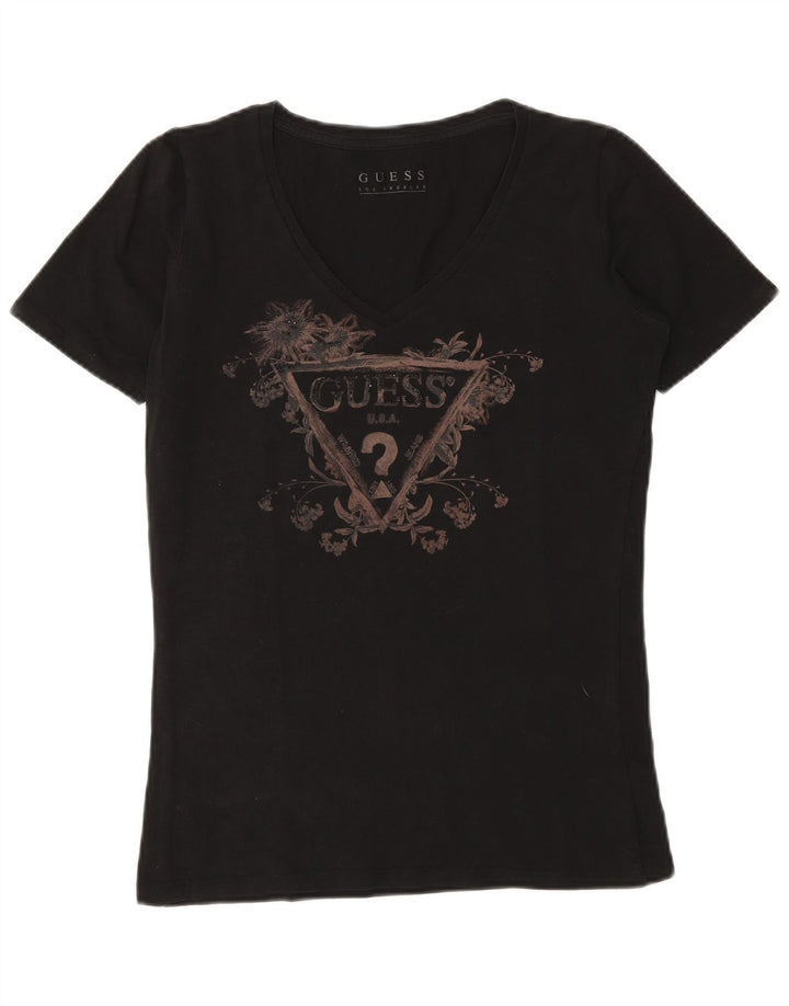 Γυναικείο γραφικό μπλουζάκι Guess Top UK 12 Medium Black