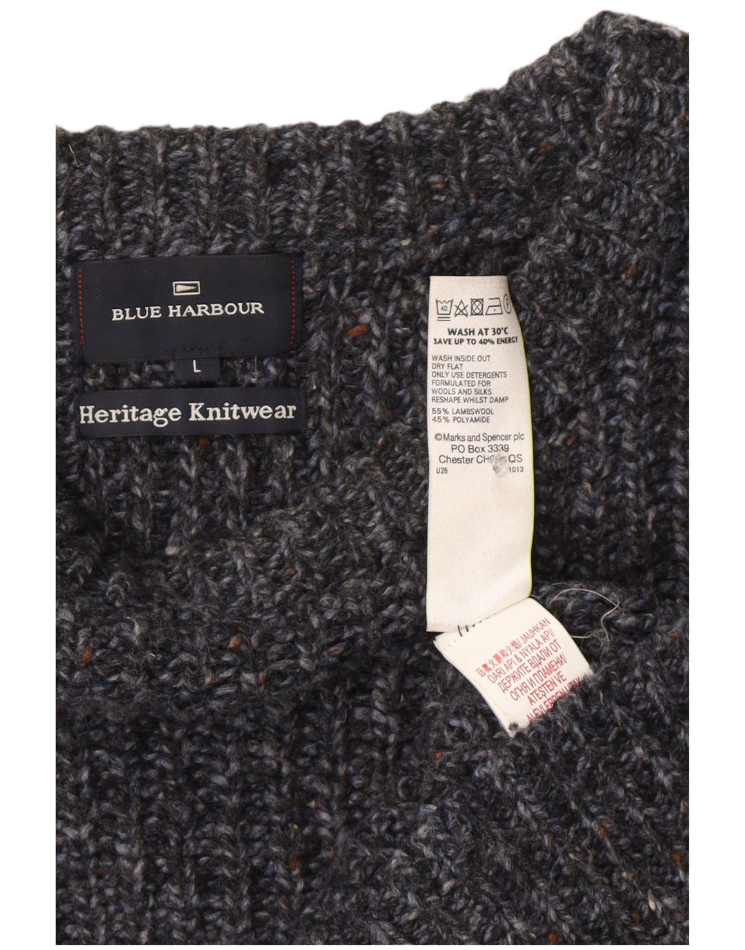 Marks & Spencer Ανδρικό Μπλε Harbour Boat Neck Jumper πουλόβερ Μεγάλο Navy Blue