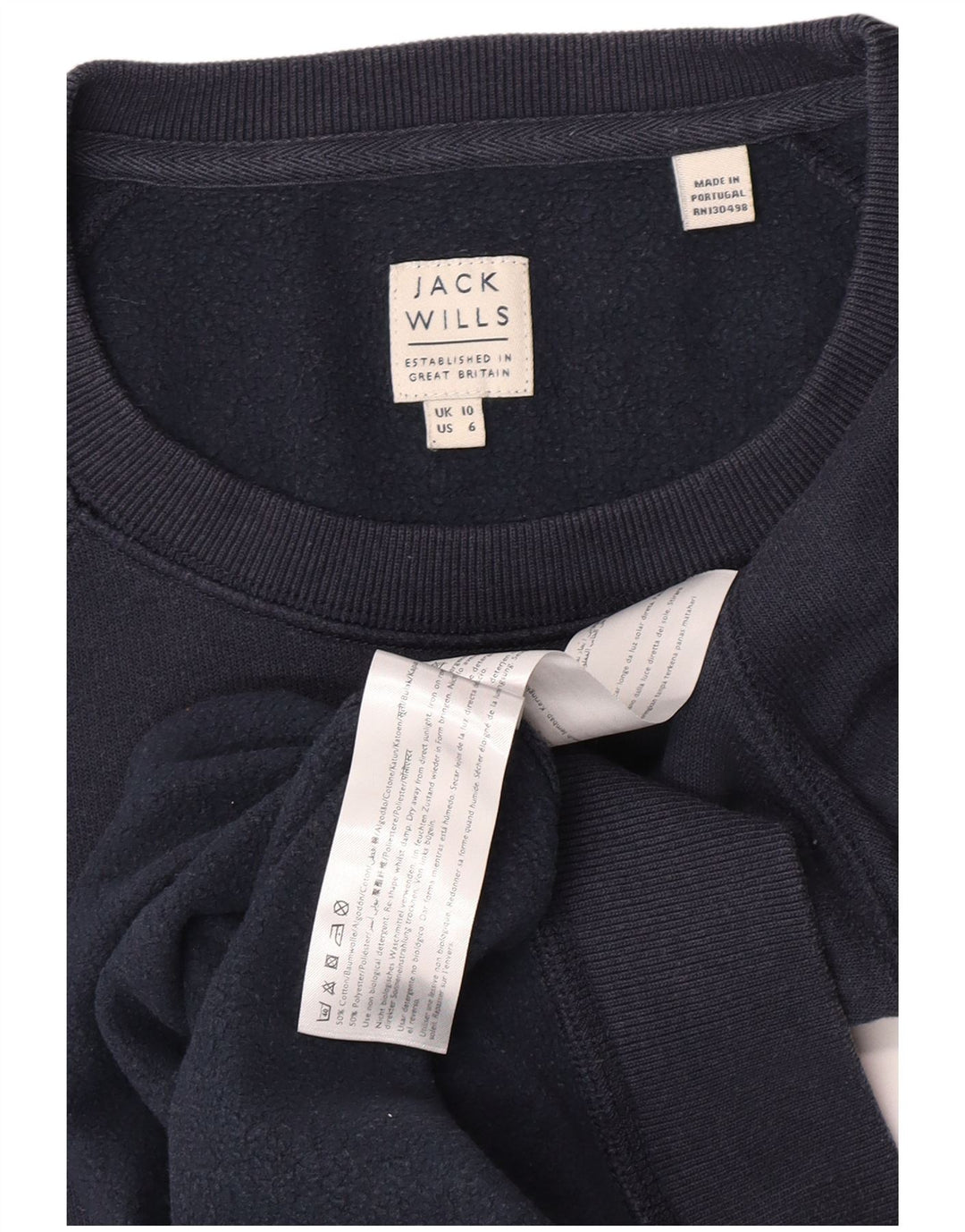 Jack Wills Γυναικεία Φούτερ Jumper UK 10 Small Navy Blue Cotton