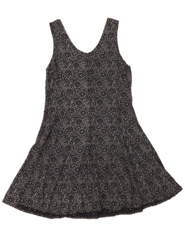 Vintage Γυναικείο Αμάνικο φόρεμα EU 36 Small Black Floral