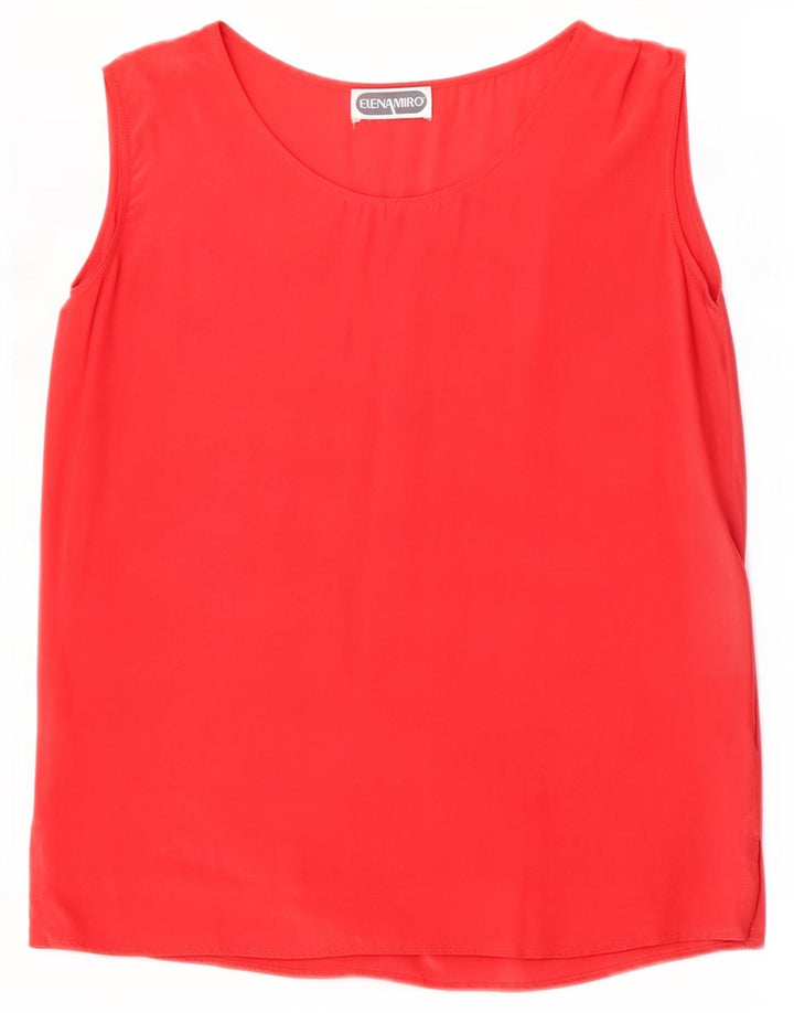 ELENA MIRO Γυναικεία Αμάνικη Μπλούζα Τοπ UK 16 Large Red Silk