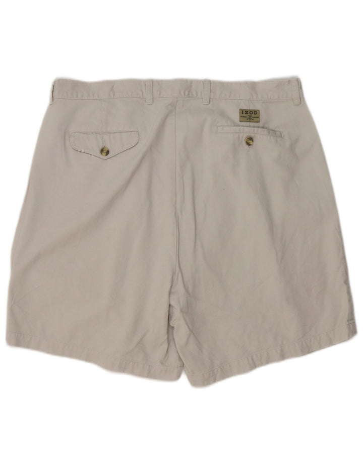 Izod Mens Pegged Chino Shorts W38 XL Grey Cotton