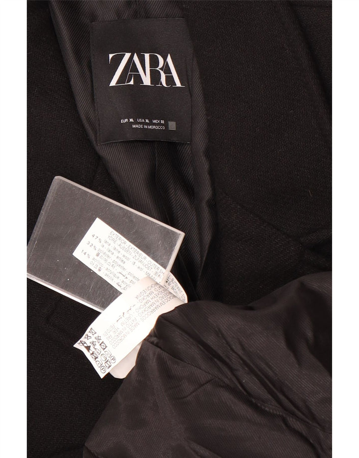 Zara Γυναικείο Παλτό UK 18 XL Μαύρο Μάλλινο