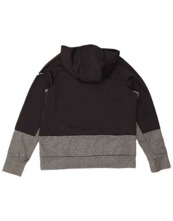 Nike Boys Dri Fit Graphic Hoodie Jumper 13-14 Years XL Black Colourblock