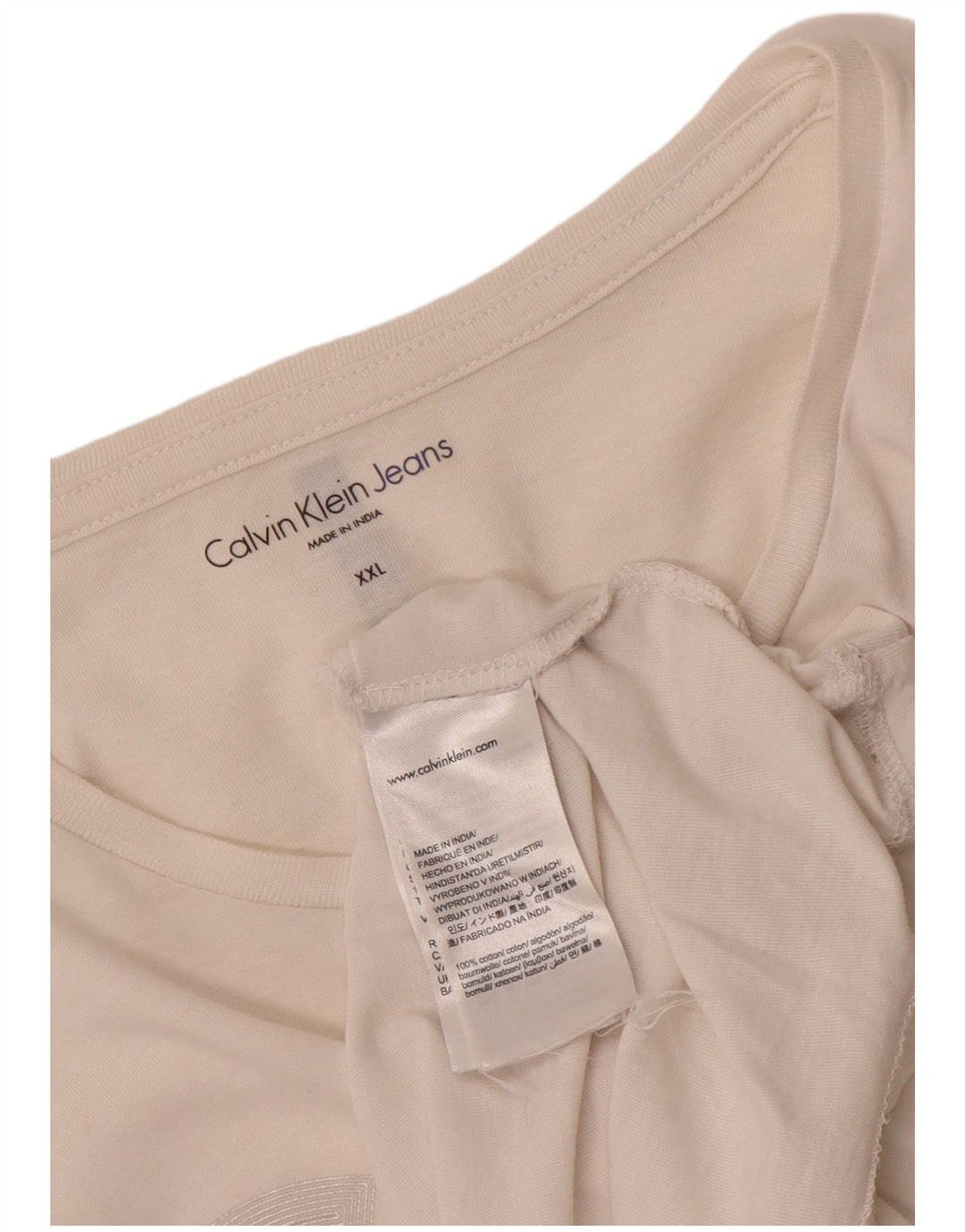 Ανδρικό γραφικό T-shirt CALVIN KLEIN JEANS 2XL λευκό βαμβακερό