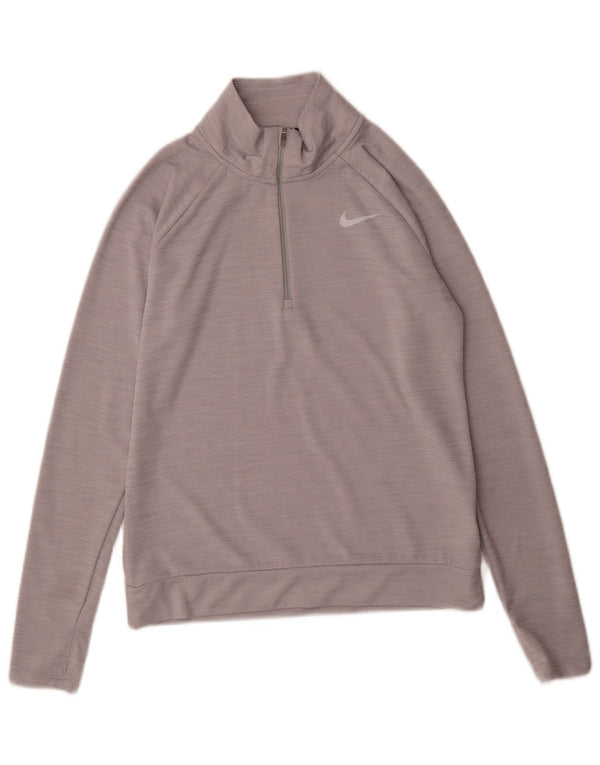Nike Mens Zip Neck Regular Fit Tracksuit Top XS Grey Flecked Sports