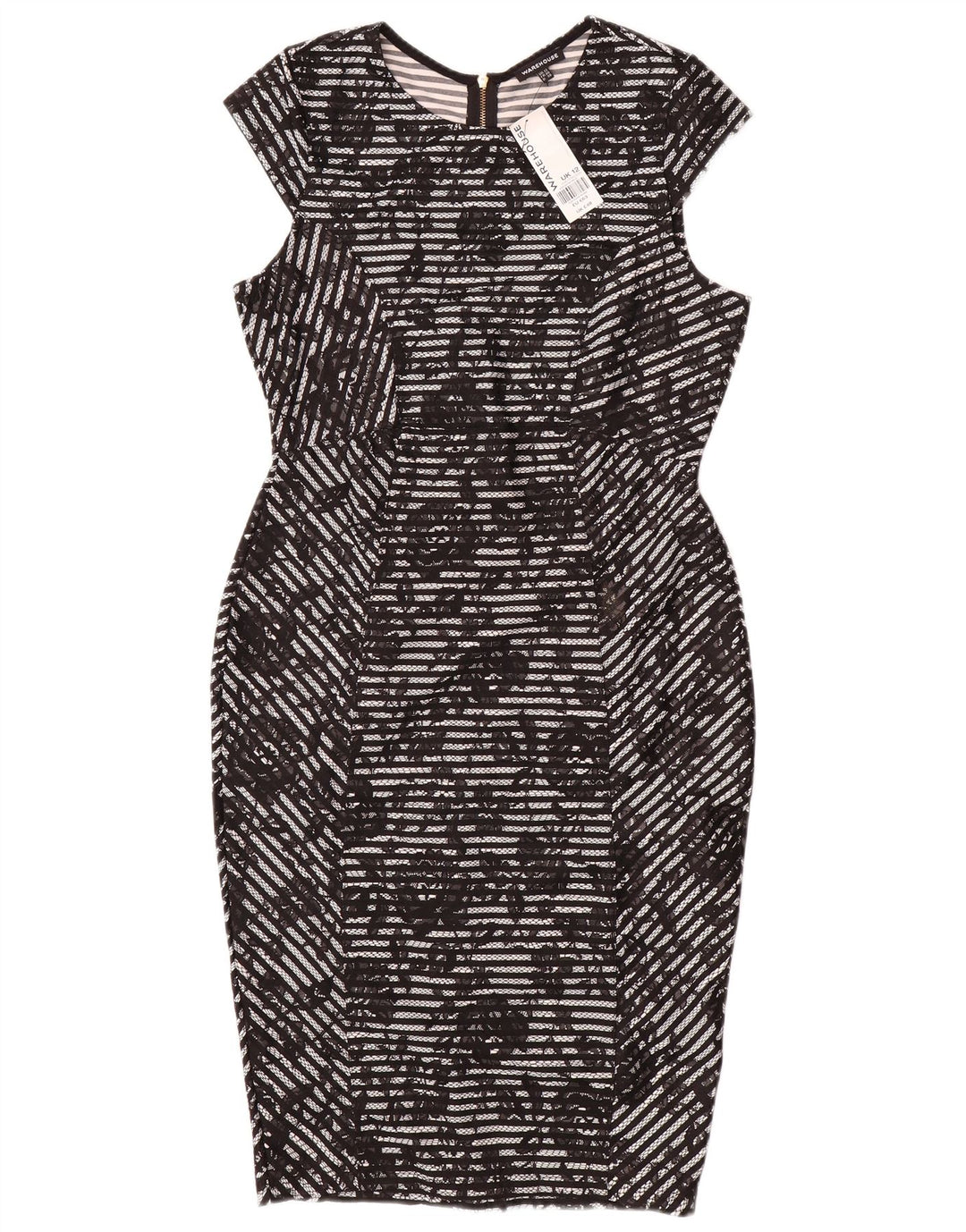 Warehouse Womens Bodycon Dress UK 12 Medium Black Floral Polyester
