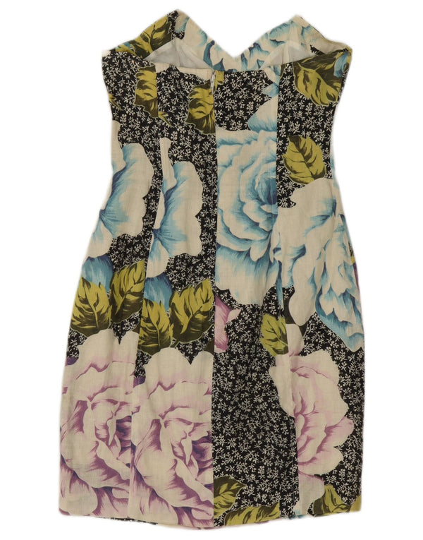 Sportmax Γυναικείο Στράπλες Φόρεμα Bodycon UK 12 Μεσαίο μαύρο φλοράλ λινό